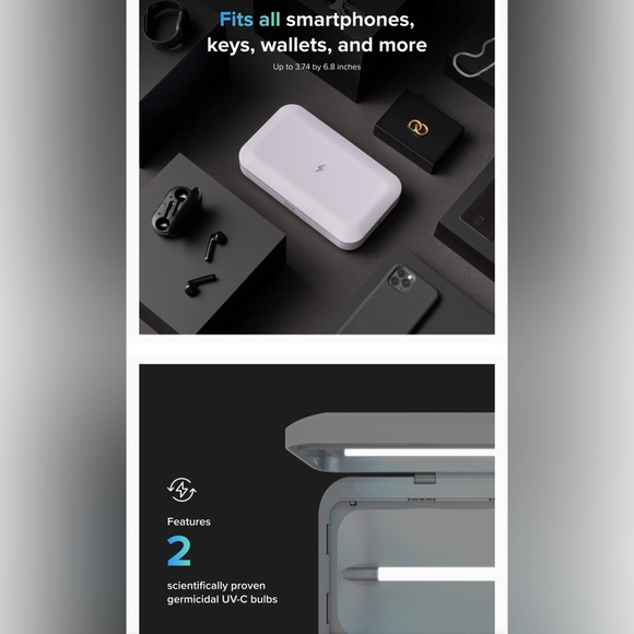 NIB PhoneSoap 3 UV Cell Phone Sanitizer & Dual Universal Cell Phone Charger Box - Picture 9 of 12